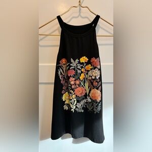 Boho Floral Black  halter Top women medium